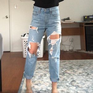 Levi's Light Blue Distressed Boyfriend Jeans